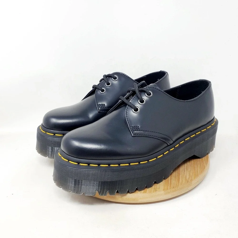 Dr Martens 1461 Quad Shoes Women 8 Black Platform Oxford Punk Goth Creeper 25567